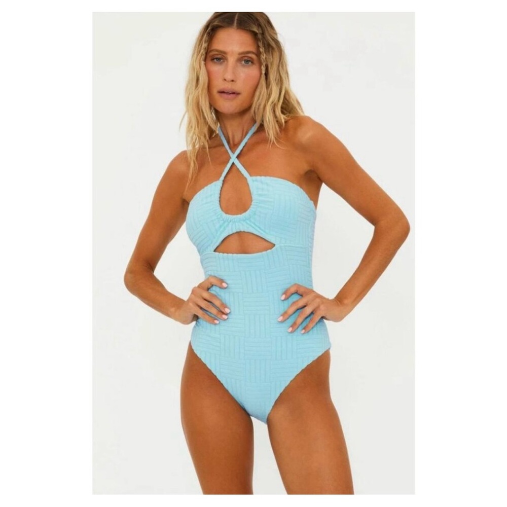 New!  Beach Riot Phoenix One Piece in Blueberry Ice Terry